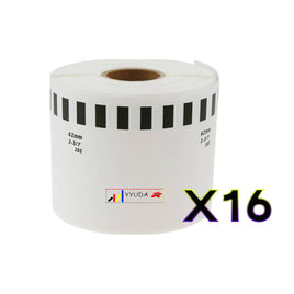 16 x Compatible Brother DK22205 "Without Cartridge" White Roll 62mm x 30.48m