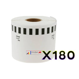 180 x Compatible Brother DK22205 "Without Cartridge" White Roll 62mm x 30.48m