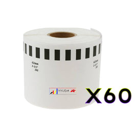 60 x Compatible Brother DK22205 "Without Cartridge" White Roll 62mm x 30.48m