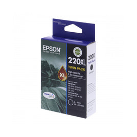1 x Genuine Epson 220XL "TWIN PACK" Black Ink Cartridge