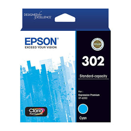 1 x Genuine Epson 302 Cyan Ink Cartridge C13T01W292