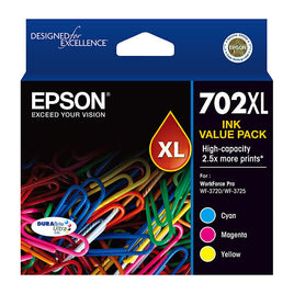 1 x Genuine Epson 702XL CMY Value Pack 3 Colour Ink Cartridge C13T345592