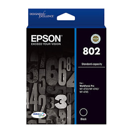 1 x Genuine Epson 802 Black Ink Cartridge C13T355192