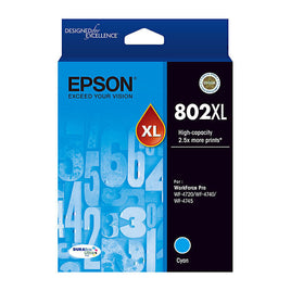 1 x Genuine Epson 802XL Cyan Ink Cartridge C13T356292