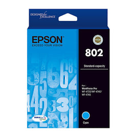 1 x Genuine Epson 802 Cyan Ink Cartridge C13T355292