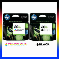 
              2 x Genuine HP 60XL High Yield Ink Cartridge CC641WA + CC644WA
            