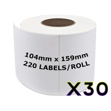 30 x Compatible Dymo SD0904980 White Label Roll 104mm x 159mm