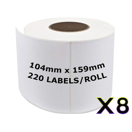 8 x Compatible Dymo SD0904980 White Label Roll 104mm x 159mm