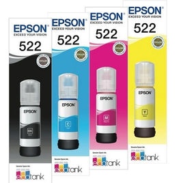 4 x Genuine Epson T522 EcoTank Ink Bottle C13T00M192 - C13T00M492 (1BK 1C 1M 1Y)
