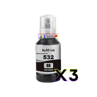 
              3 x Compatible Epson T532 Black Ink Bottle C13T03J192
            