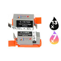 
              20 x Compatible Canon BCI15BK BCI16C Ink Cartridge BCI-15BK BCI-16C
            