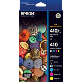1 x Genuine Epson 410XL Black + 410 PBK/C/M/Y Value Pack Ink Cartridge C13T339792