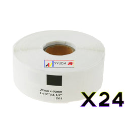 24 x Compatible Brother DK11201 "WITHOUT CARTRIDGE" White Label Roll 29mm x 90mm - 400 Labels per Roll