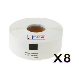 8 x Compatible Brother DK11201 "WITHOUT CARTRIDGE" White Label Roll 29mm x 90mm - 400 Labels per Roll