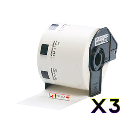 3 x Compatible Brother DK11209 "WITH CARTRIDGE" White Label Roll 29mm x 62mm - 800 Labels per Roll