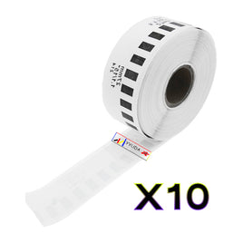10 x Compatible Brother DK22214 "WITHOUT CARTRIDGE" White Roll 12mm x 30.48m