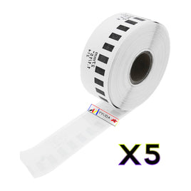 5 x Compatible Brother DK22214 "WITHOUT CARTRIDGE" White Roll 12mm x 30.48m