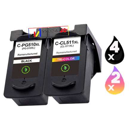 6 x Compatible Canon PG-510 CL-511 Ink Cartridge