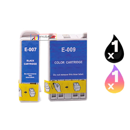 2 x Compatible Epson T007 Black + T009 Colour Ink Cartridge