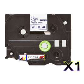 1 x Compatible Brother TZeFA3 Blue Text on White Fabric Label Tape TZe-FA3
