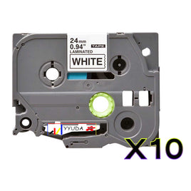 10 x Compatible Brother TZe251 Black Text on White Label Tape TZe-251