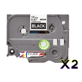 2 x Compatible Brother TZe335 White on Black Label Tape TZe-335