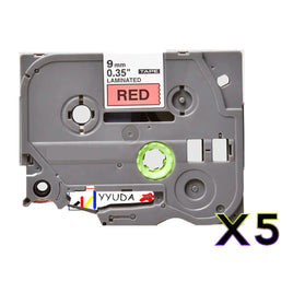 5 x Compatible Brother TZe421 Black Text on Red Label Tape TZe-421